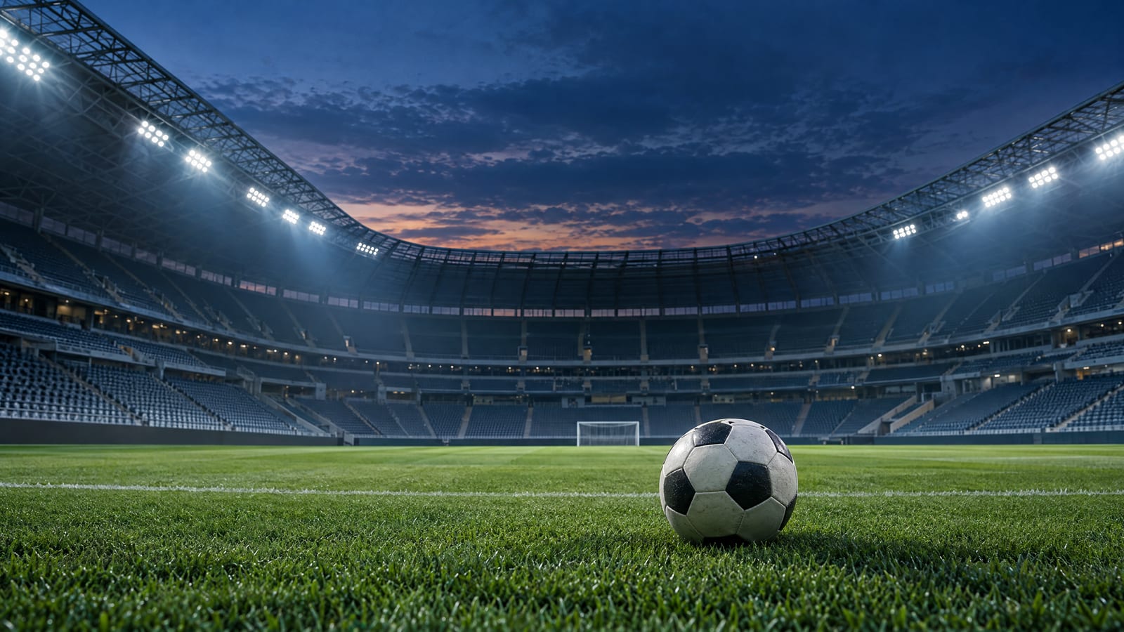 Fodboldstadion med bold på banen – analyse af Superligaens kampe